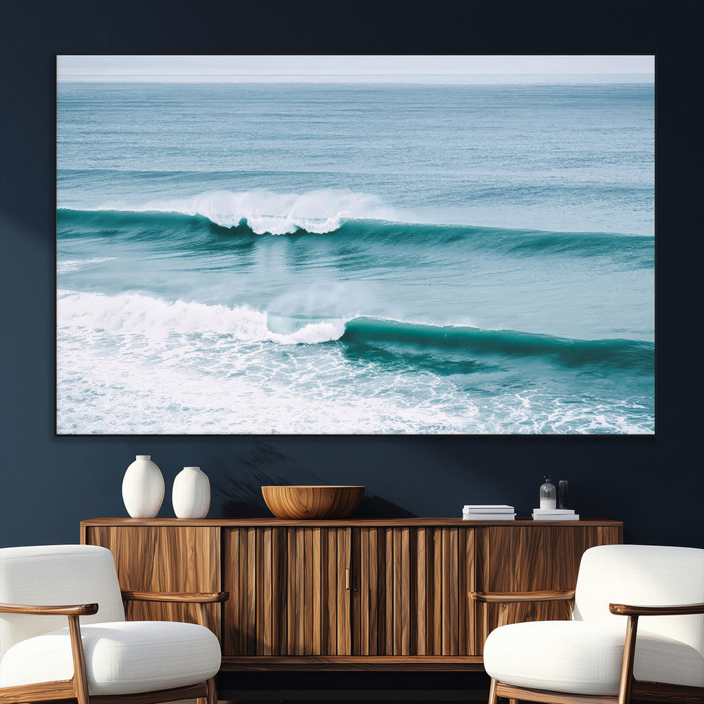Ocean Swell Wall Art Canvas Print, Framed Surf Waves and Blue Water Scene