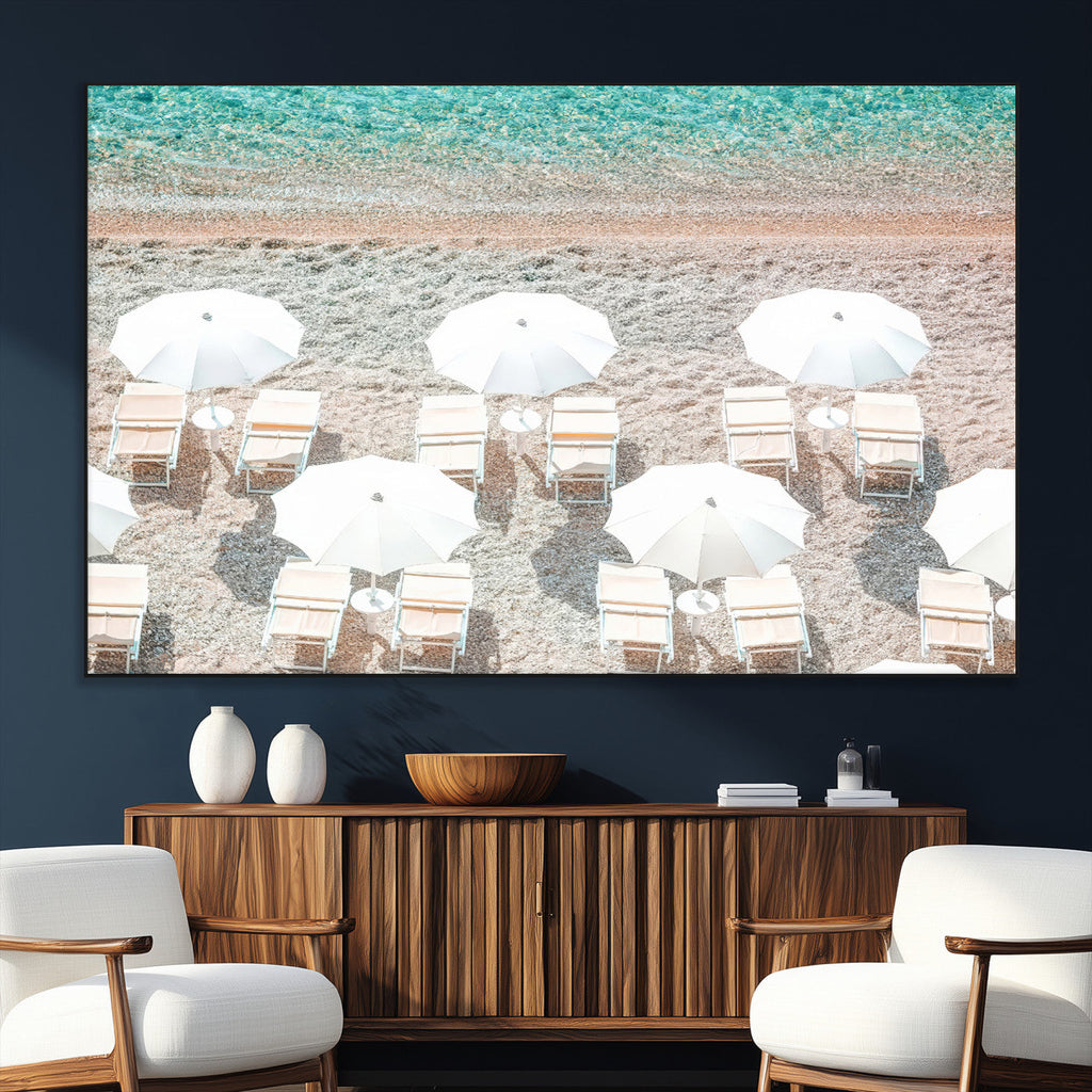 Calm Beach Wall Art | Framed Turquoise Water Canvas Artwork