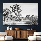 Joshua Tree Wall Art | Black & White Canvas Print, Nature Serenity Decor