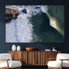 Ocean Wave Wall Art | Aerial Coastal View Canvas Artwork