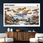 Modern Japanese Mount Fuji Canvas Art Print, Yayoi Kusama Wall Art, Framed Abstract Japanese Landscape