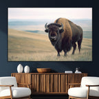 Bison Wall Art Canvas Print, Framed American Buffalo Rustic Western Artwork