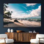 Tropical Beach Wall Art Canvas Print, Framed Ocean Waves Relaxing Seascape