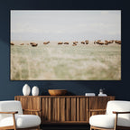 Bison Herd Wall Art Canvas Print, Framed Western Ranch Nature Scene