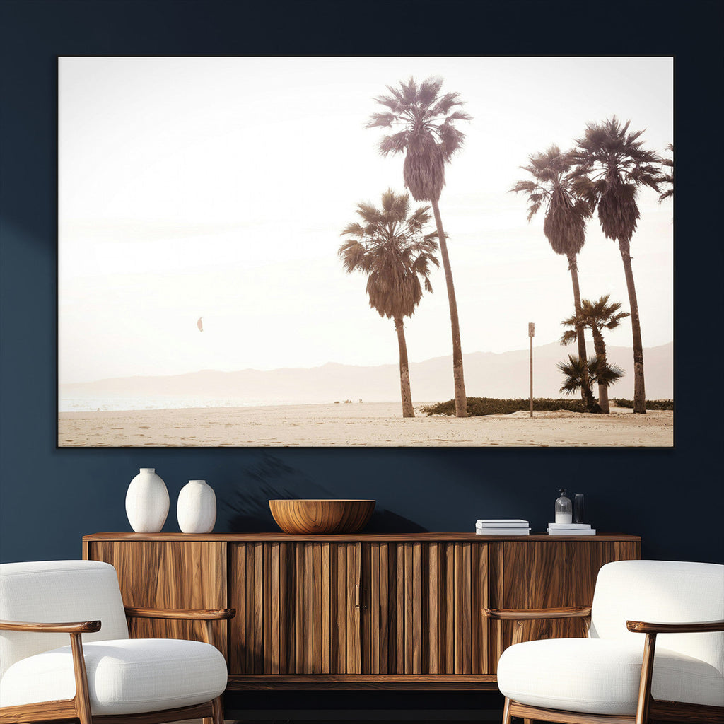 Coastal Light Wall Art Canvas Print, Framed Relaxing Shoreline Art, Minimalist Ocean Tropical Decor