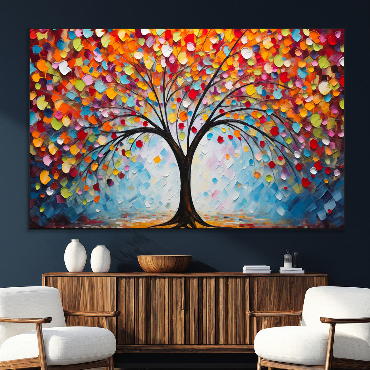 Vibrant Tree of Life Canvas Wall Art | Colorful Abstract Nature