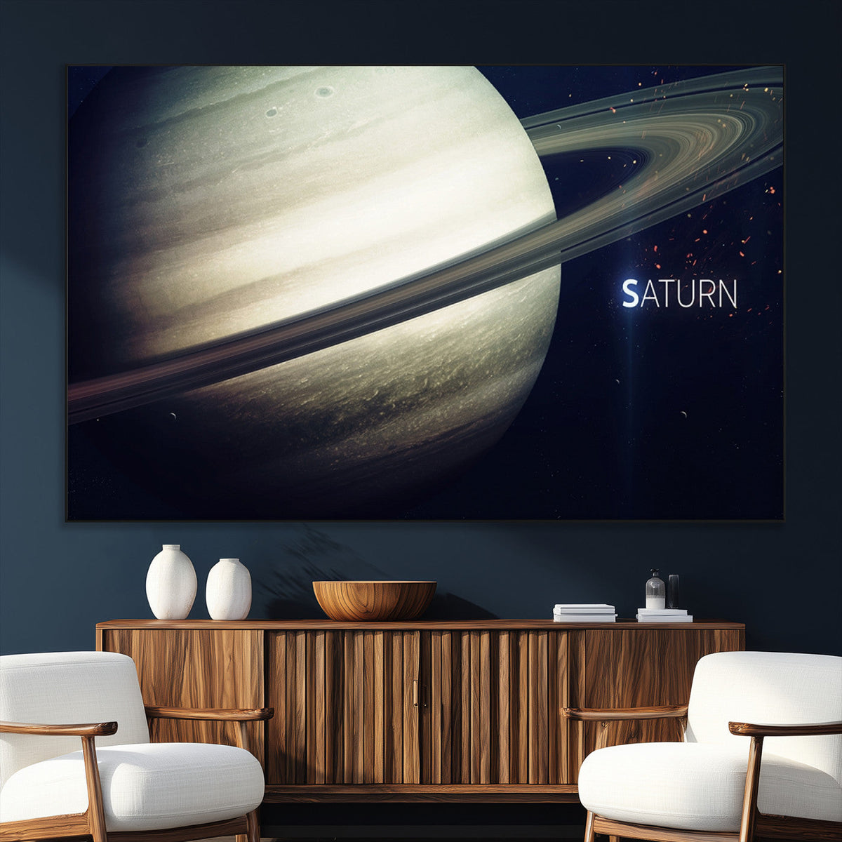 Framed Saturn Wall Art Canvas Print