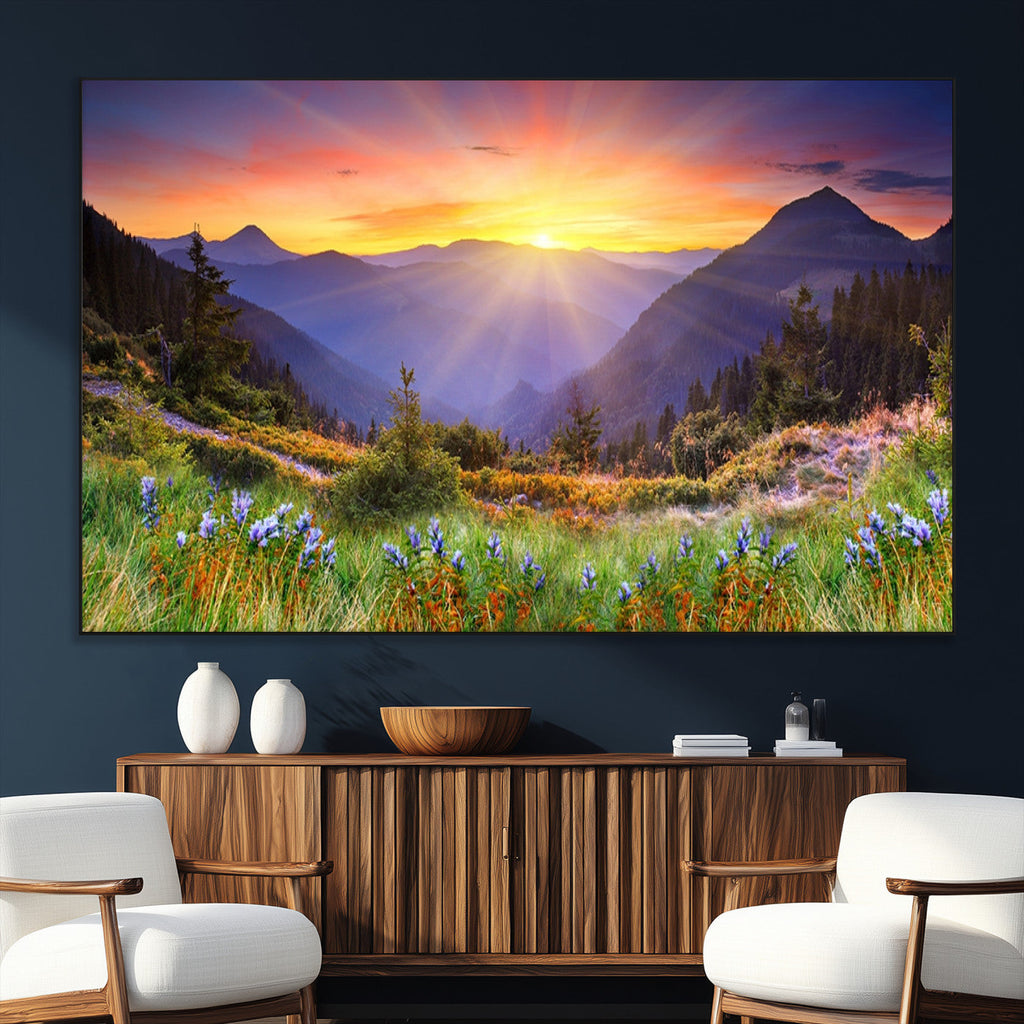 Mountain and Spring Wall Art Canvas Print