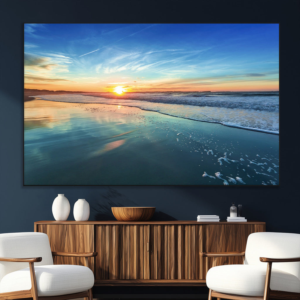 Blue Sky and Beach Wall Art Canvas Print
