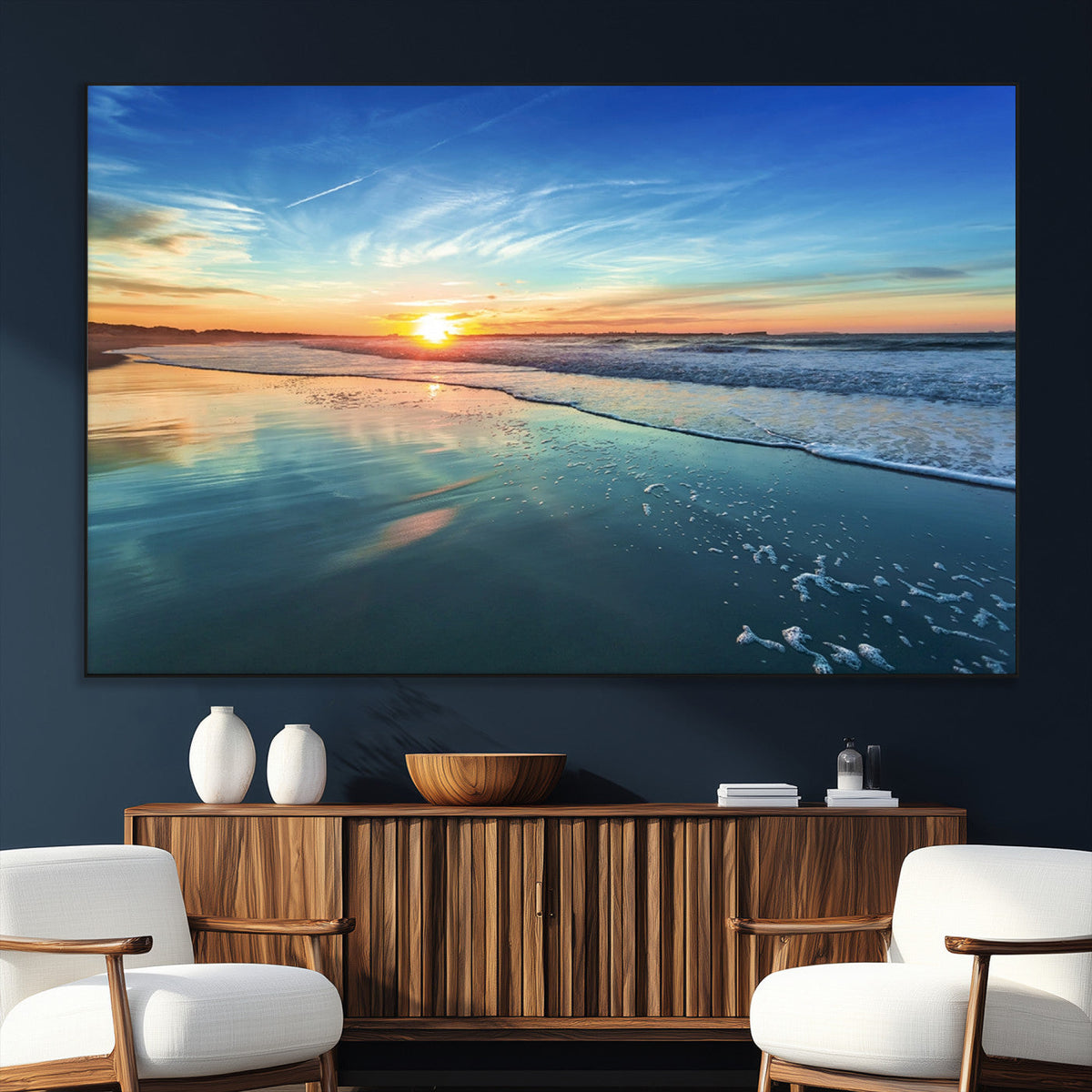 Blue Sky and Beach Wall Art Canvas Print