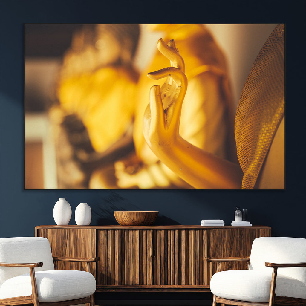 Gold Buddha Statue Hands Wall Art Canvas Print
