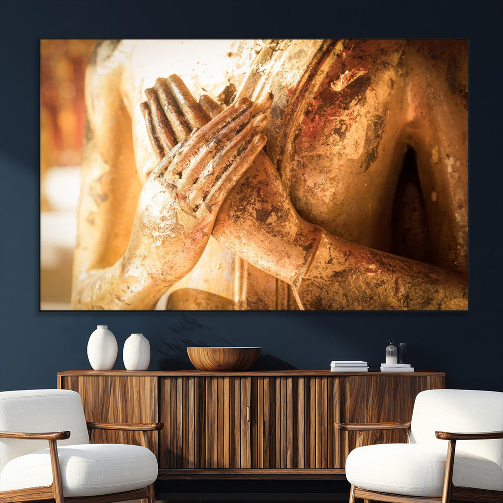 Buddha Statue Hands Wall Art Canvas Print