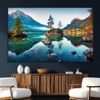 Crystal Clear Lake Wall Art | Mountains Wall Art Canvas | 3 Panel Landscape