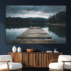 Wooden Bridge Near Lake Wall Art Canvas Print