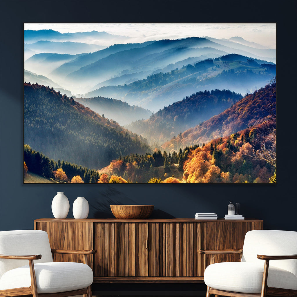 Mountains Forest Autumn Wall Art Canvas Print