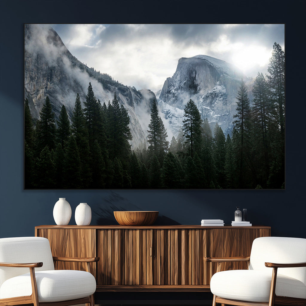 Wall Art Foggy Forest Landscape Canvas Print
