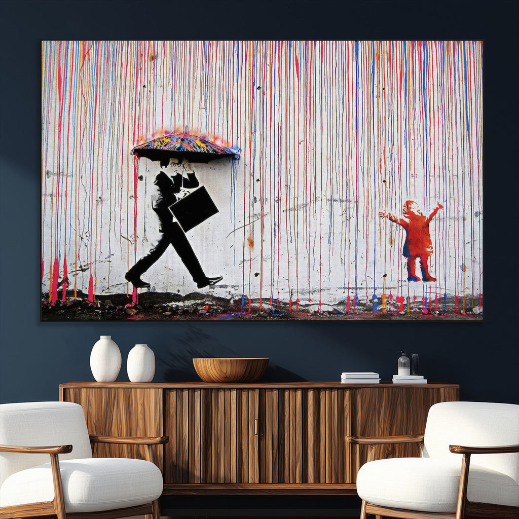Banksy Wall Art Canvas Print | Framed Graffiti Street Art Picture