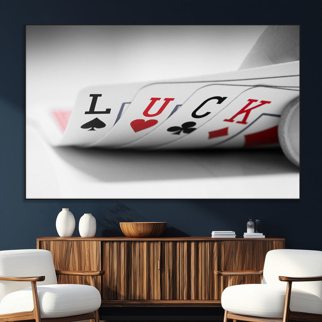 Framed Lucky Poker Cards Canvas | Modern Triptych Wall Art for Game Rooms