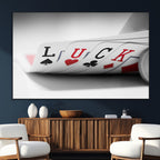 Framed Lucky Poker Cards Canvas | Modern Triptych Wall Art for Game Rooms