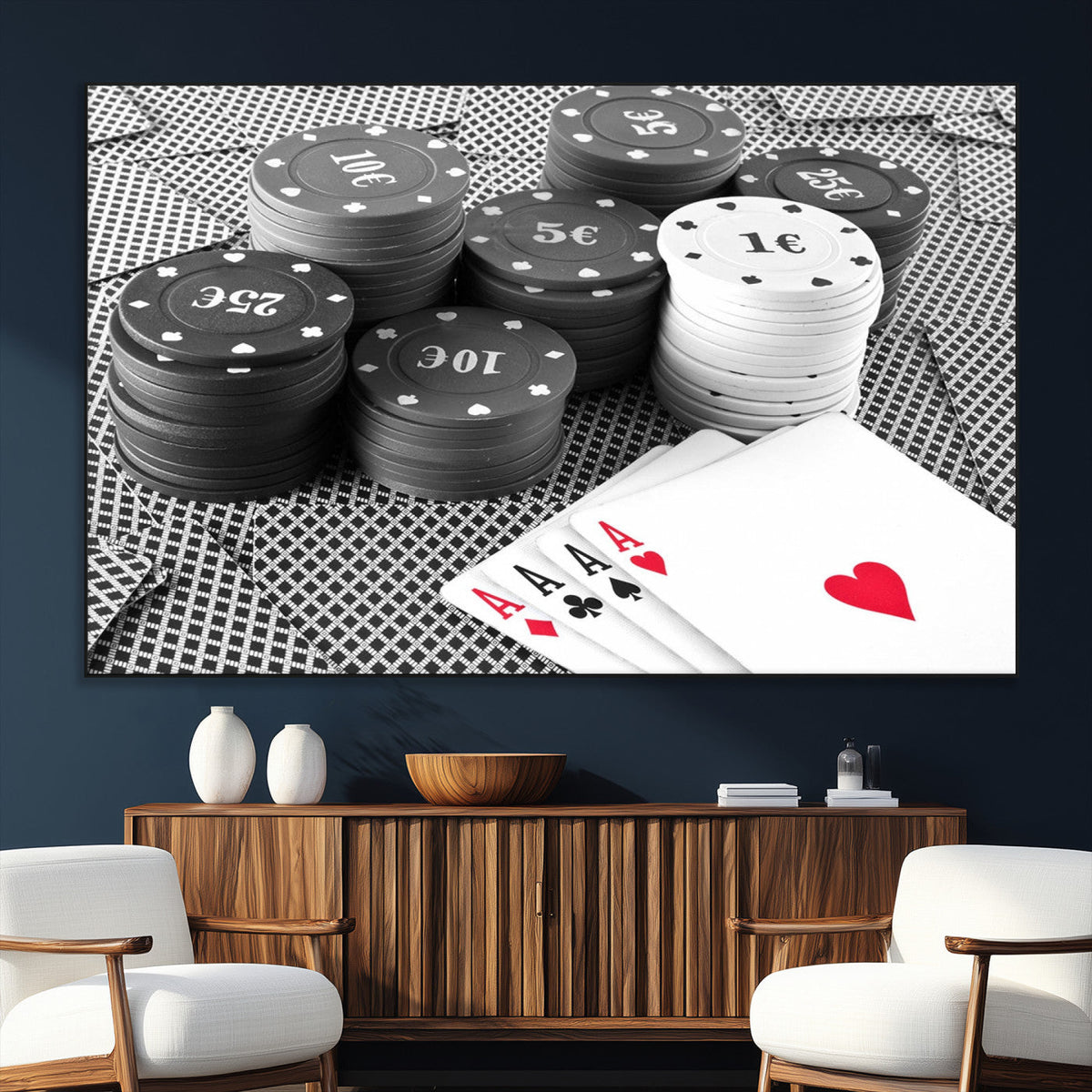 Poker Game Cards Wall Art Canvas, Multi Panel Wall Art