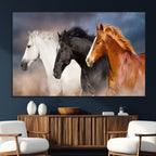Animal Wall Art Three Horses Farmhouse Art Canvas Print