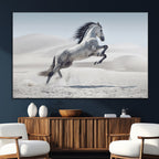 Prancing Horse Desert Large Wall Art Canvas Print, Majestic Horse Animal Artwork