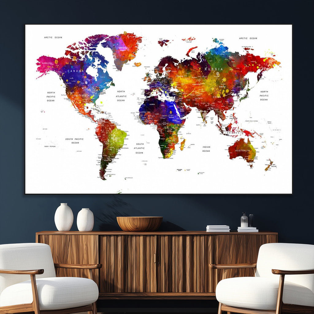 World Map Canvas Print | Detailed Map of the World Wall Art