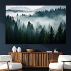 Captivating Misty Forest Wall Art Canvas, Premium Canvas Print of a Foggy and Serene Atmosphere