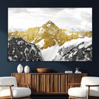 Gold Abstract Mountains Wall Art Print on Canvas, Nature Wall Art Print