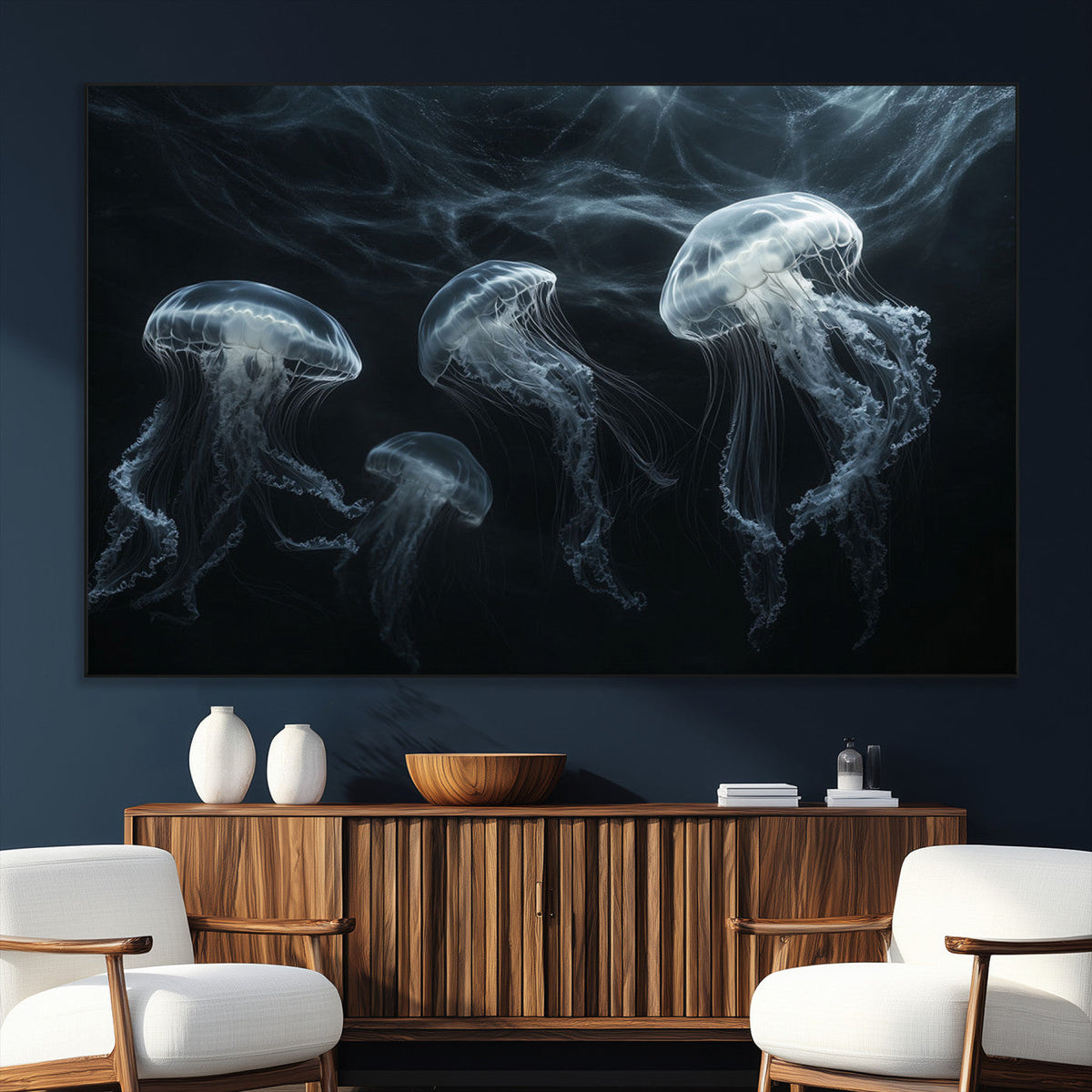 Jellyfish Wall Art Canvas Print, Elegant Wall Decor