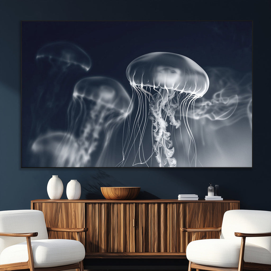 Jellyfish Wall Art Canvas Print, Modern Abstract Jellyfish