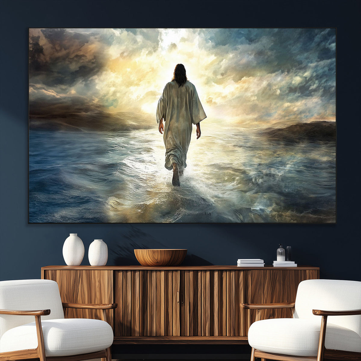 Jesus Walking on Water Wall Art | Canvas Print | Ready to Hang