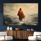 Jesus Walking on Water, Christian Wall Art, Jesus Christ Oil Painting Style Print