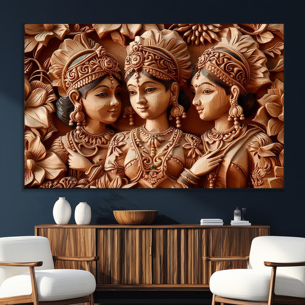 Indian Woman Statue Wall Art Canvas Print