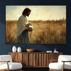 Jesus the Good Shepherd Wall Art Canvas Print, Inspirational Christian Religious Print for Prayer Room