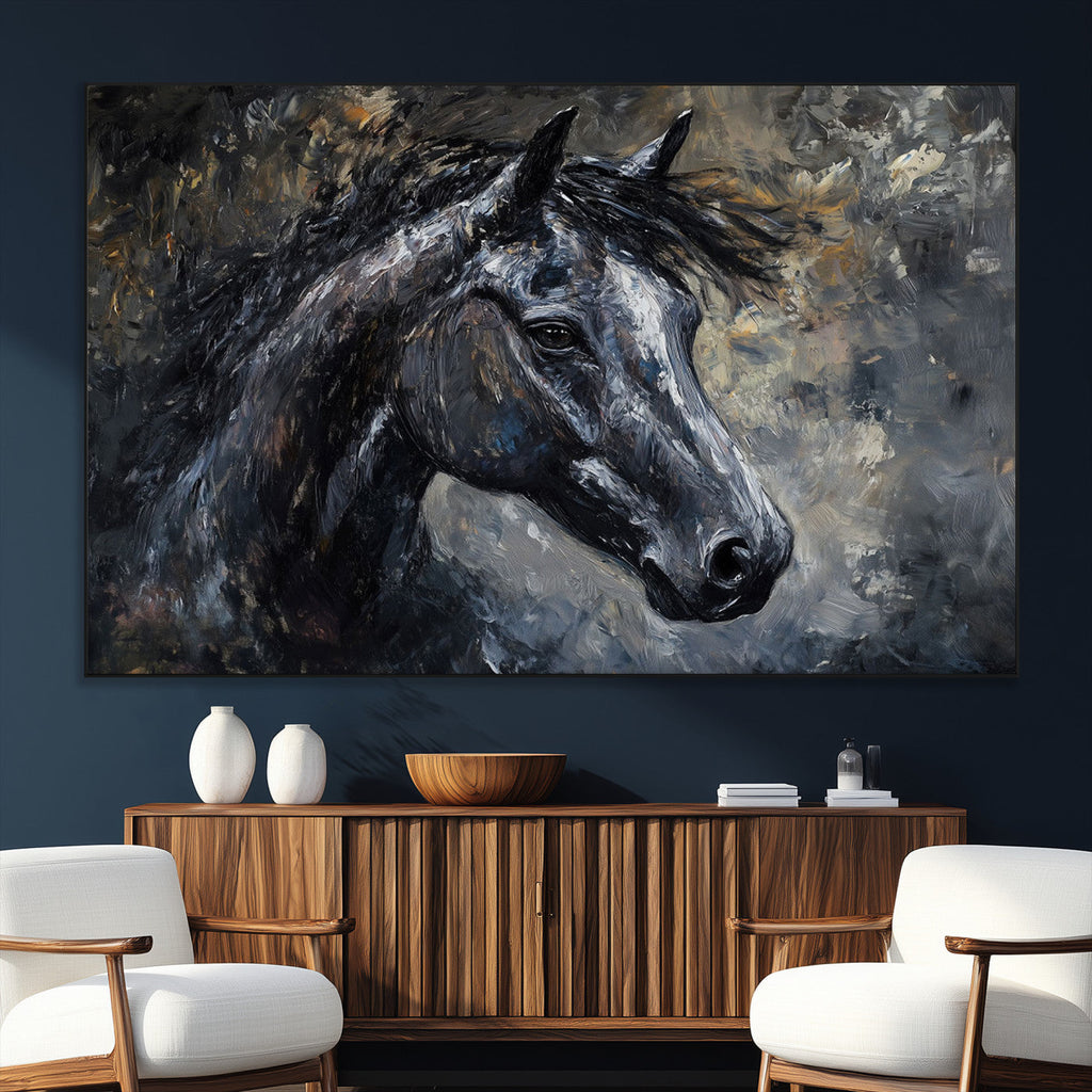 Large Abstract Horse Wall Art Canvas Print, Farmhouse Wall Art