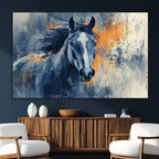 Abstract Blue Horse Wall Art Print Canvas | Western Horse Wall Art for Farmhouse Decor