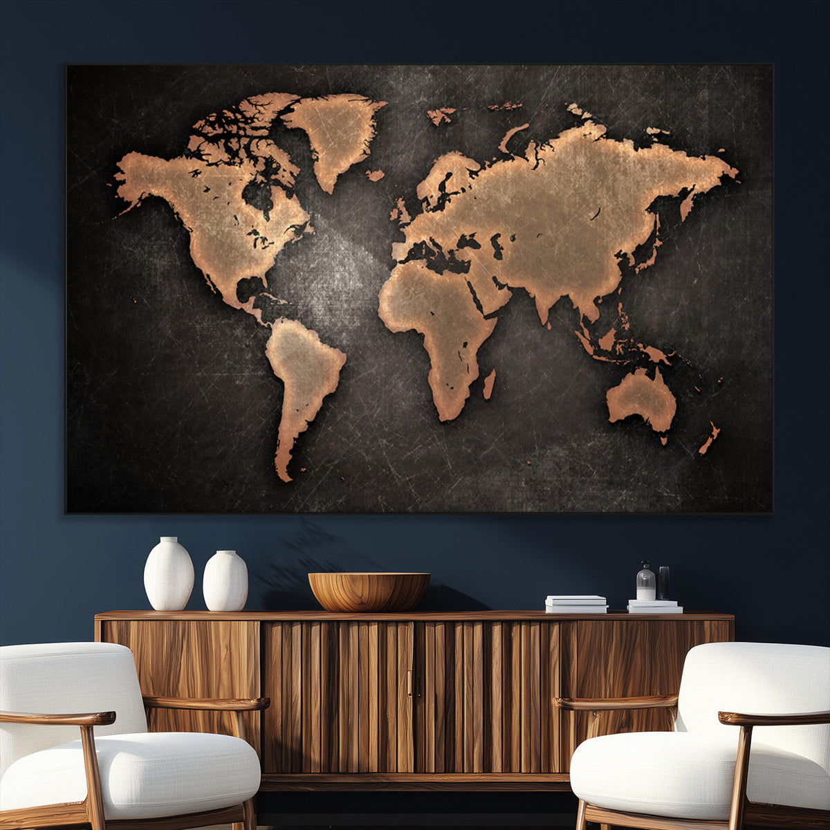 World Map Canvas Print | Framed Travel Map Wall Art for Couples