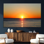 Golden Horizon Sunset Over Ocean Wall Art Canvas Print | Tropical Beach Canvas