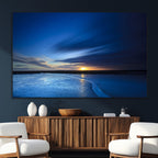 Blue Sunset Ocean Canvas Wall Art Print | Serene Coastal Horizon