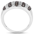 0.83 Carat Genuine Champagne Diamond and White Diamond .925 Sterling Silver Ring