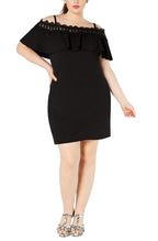 BCX Womens Juniors Plus Off-The-Shoulder Shift Dress Black 2X