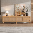 TV Stand, Media Console, 2 Drawers - Natural Wood