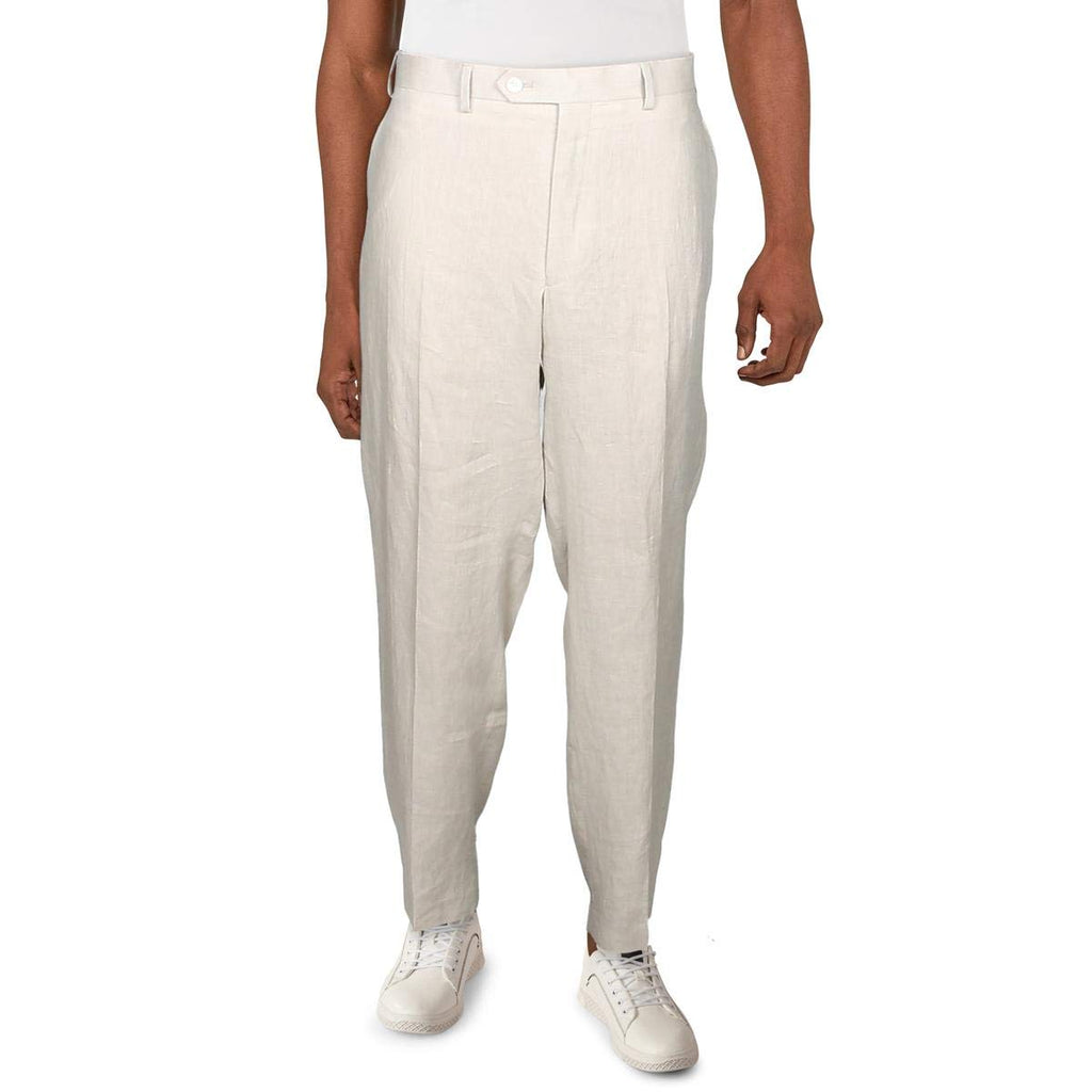 Lauren Ralph Lauren Mens Linen Flat Front Dress Pants Tan 33/32
