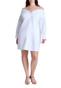 ELOQUII Women's Plus Size Off The Shoulder Poplin Mini Dress