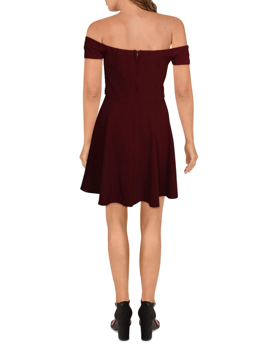 B Darlin Juniors' Off-The-Shoulder Fit & Flare Dress Wine 7/8