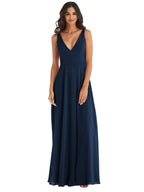 After Six Deep V-Neck Chiffon Maxi Dress Midnight