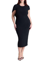 ELOQUII Women's Plus Size Cutout Back Midi Dress - 16, Black Onyx