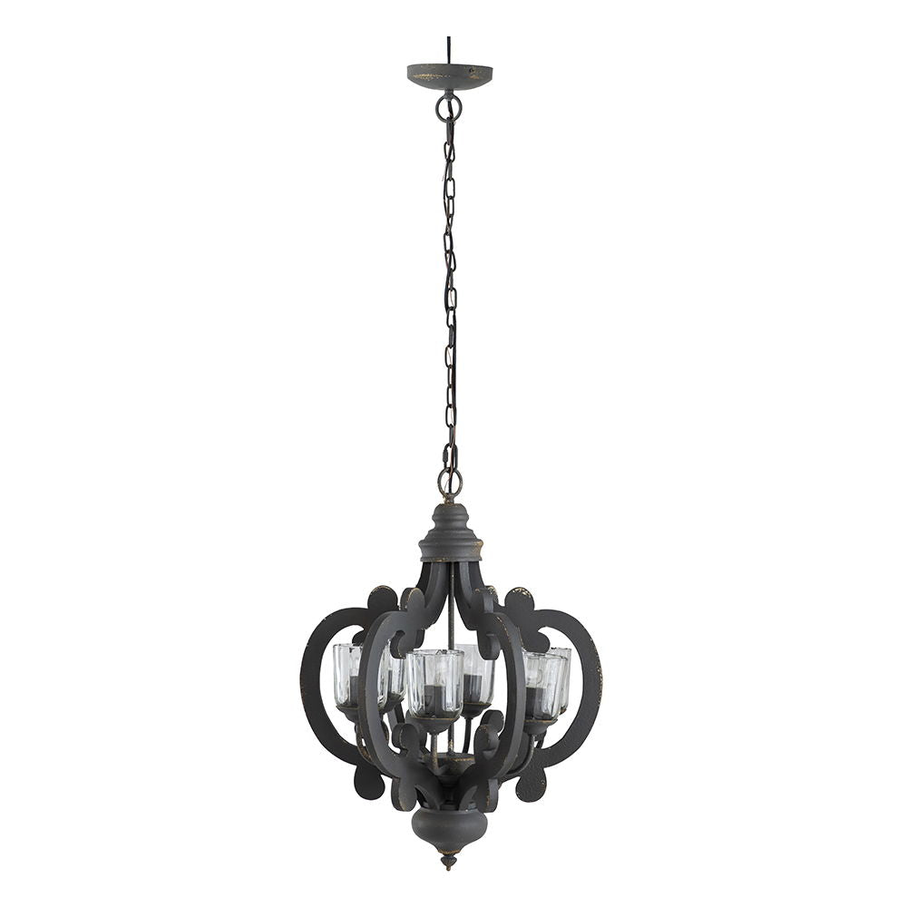 Farmhouse Chandelier, 6 Light Wood Chandelier Living Room Entryway