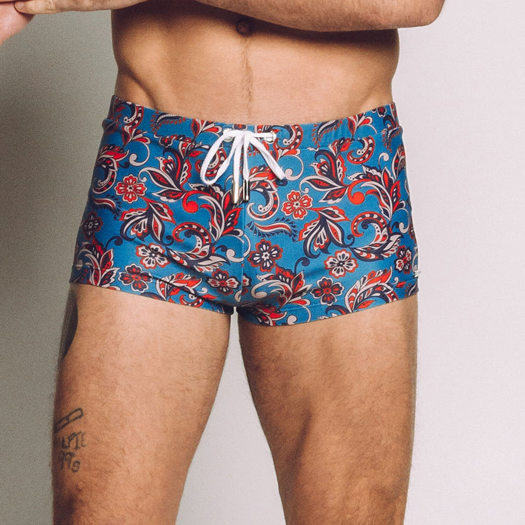 Boyshort Swim Brief // Orange Paisley